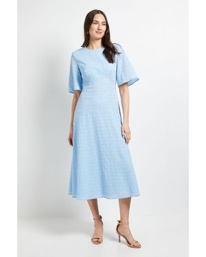 PRINCIPLES Drop Waist Fit & Flare Jacquard Midi Dress - Blue