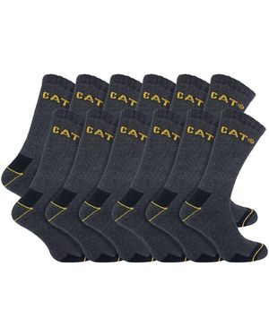 Caterpillar 12 Pack Heavy Duty Work Socks For Steel Toe Boots - Blue