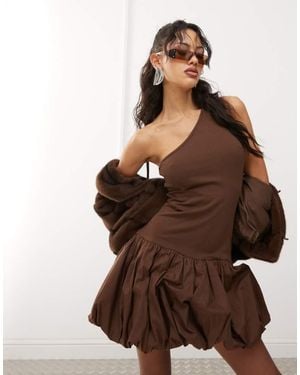 Amy Lynn Alexa One Shoulder Mini Dress - Brown