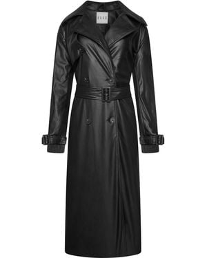 Elle Sophia Pu Long Trench Coat - Black