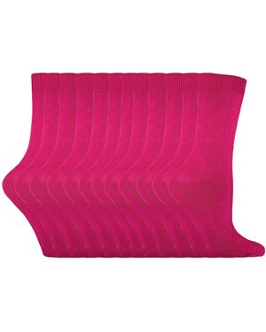 Sock Snob 12 Paar Kleurrijke Effen Katoenrijke Sokken - Roze