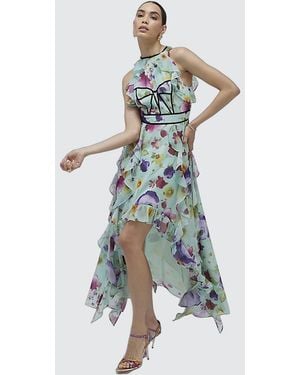 River Island Midi Dress Floral Sleeveless - Blue