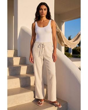 Roman Full Length Linen Trousers - White