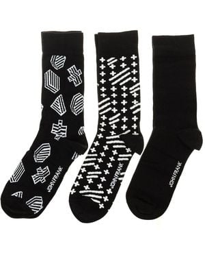 John Frank Pack-3 High-Top Socks With Anti-Pressure Cuff Jf3Lsmc03-Standart - Black