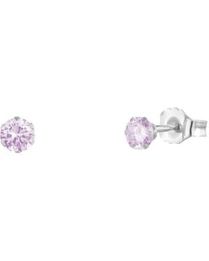 The Jewellery Stockroom Sterling 3Mm Lilac Cz Crystal Stud Earrings - Metallic
