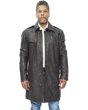 Infinity Leather Trench Coat-Hamburg - Grey