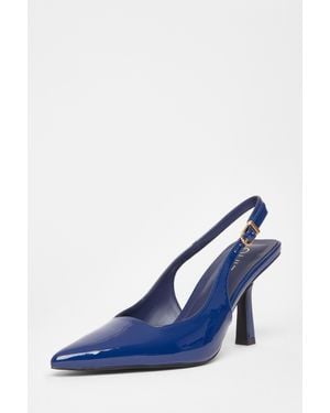 Quiz Faux Leather Court Heels - Blue