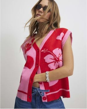 River Island Cardigan Floral Sleeveless - Red