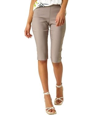 Roman Elastic Waist Knee Length Stretch Shorts - Grey