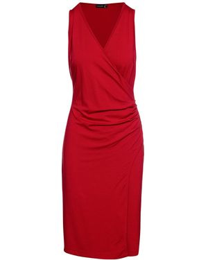 Conquista Wrap Style Sleeveless Dress - Red