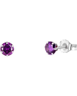 The Jewellery Stockroom Sterling 3Mm Amethyst Cubic Zirconia Stud Earrings - Pink