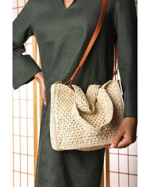 Where's That From Vivid Raffia Tote Bag - Black
