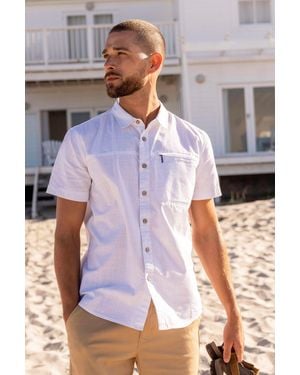 Mountain Warehouse 'Coconut Slub Texture' Short Sleeve Shirt 100% Cotton Zip Chest Pocket Everyday Wear Top - White