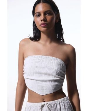 Penti Strapless Shirred Crop Top - White