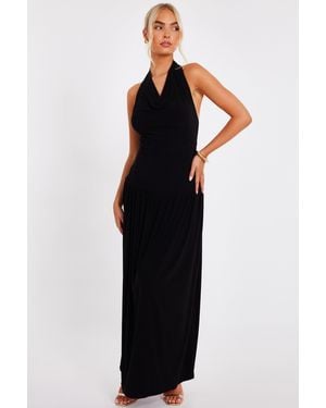 Quiz Cowl Neck Maxi Dress - Black