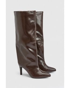Faith Amelia Faux Leather High Stiletto Heel Leg Boots - Brown