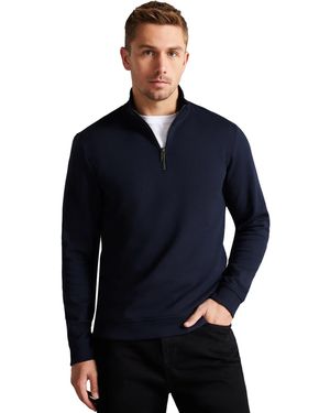 Ted Baker | Sweatshirt Met Halve Rits En Funnel Neck - Blauw