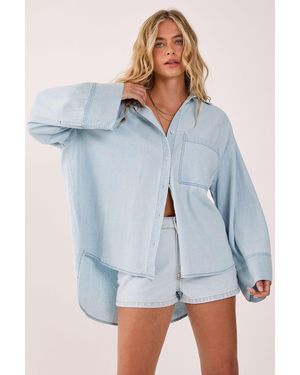 Nasty Gal Chambray Oversized Shirt - Blue
