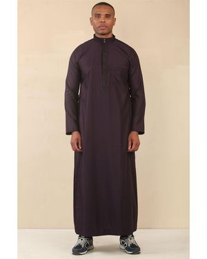 Thobez Thobe Jubba Emirati Islamic Arabic Eid Embroidery Kaftan Jubbah Robe - Blue