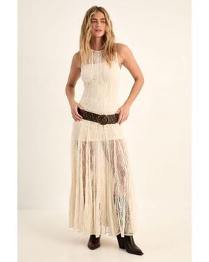 Nasty Gal Vintage Lace Godet Hem Maxi Dress - Natural