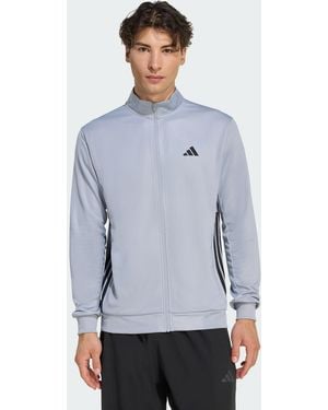 adidas Originals Workout Essentials All-Set 3-Stripes Knit Track Top - Blue