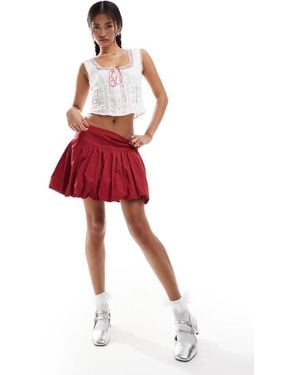 Motel Kiyowo Puffball Cotton Mini Skirt - Red