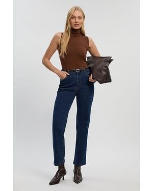 Karen Millen Denim Stud Straight Leg Jean - Blue