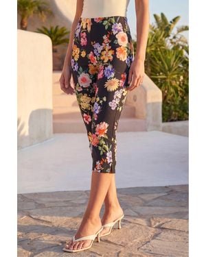 Roman Printed Bengaline Cropped Trouser - Black