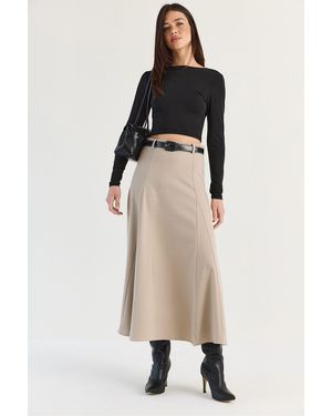 Bianco Lucci Midi Skirt - Natural