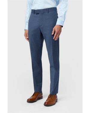 Antique Rogue Flat Fronted Slim Fit Suit Trousers - Blue