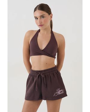 DSGN Studio Script Loose Fit Sweat Short - Brown