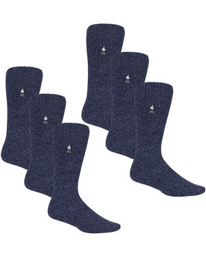 Heat Holders 6 Pairs Original Thick Winter Thermal Socks For Cold Weather - Blue