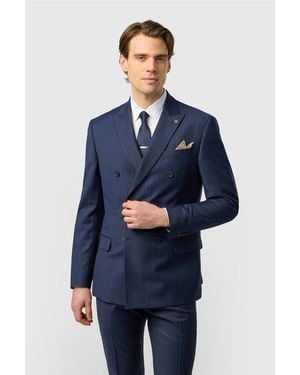 Ted Baker Double Breasted Six Button Slim Fit Suit Jacket - Blue