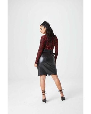 Urban Bliss Pu Belted Midi Skirt - Black