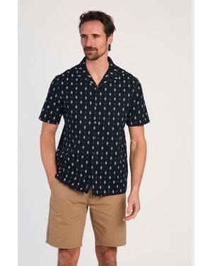 Kensington Eastside Cotton Printed Short Sleeve Shirt - Blue