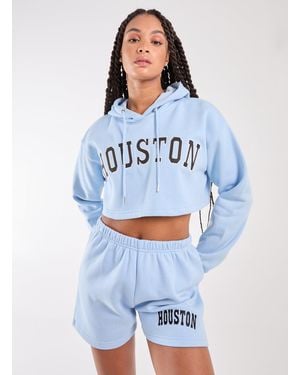 Pink Vanilla Houston Cropped Hoodie - Blue
