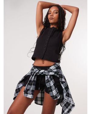 Pink Vanilla Ribbed Sleeveless Short Set - Black