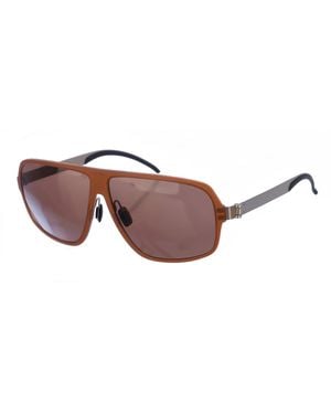 Mercedes-benz M3018 Rectangular Shaped Acetate Sunglasses - Brown
