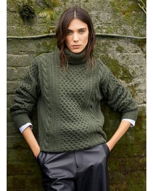 Baukjen Juno Wool Blend Cable Turtleneck Jumper - Green