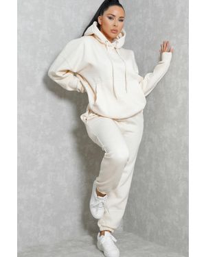 Femme Luxe Oversized Front Pocket Pullover Hoodie Cuffed Joggers Loungewear Set - Grey