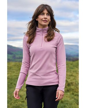 Mountain Warehouse 'Camber' Striped Fleece Top Half Zip Quick Dry Breathable Jumper - Pink