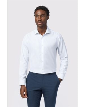 Alexandre Silver Label Long Sleeve Checked Tailored Formal Shirt - White