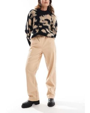 Miss Selfridge Faux Leather Pull On Straight Leg Trouser - Black