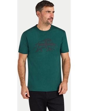 Raging Bull Embroidered Tonal Union Jack T-Shirt Forest - Green