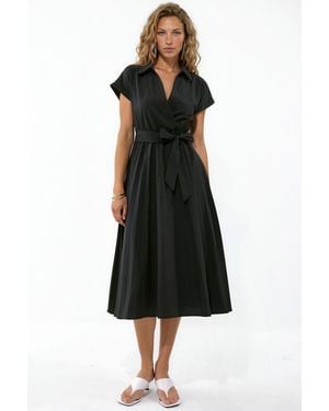 Busem Belted Wrap Midi Dress - Black