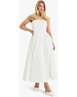 Boohoo Premium Bandeau Volume Midaxi Dress - White