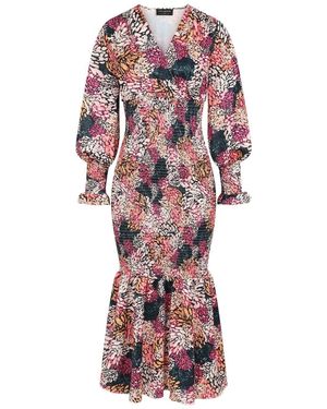 Little Mistress Floral V-Neck Maxi Dress - Red
