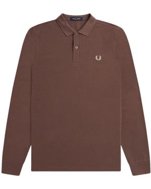 Fred Perry Brick Long Sleeve Classic Polo Shirt - Brown
