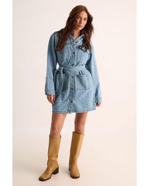 Nasty Gal Tie Waist Denim Mini Dress - Blue
