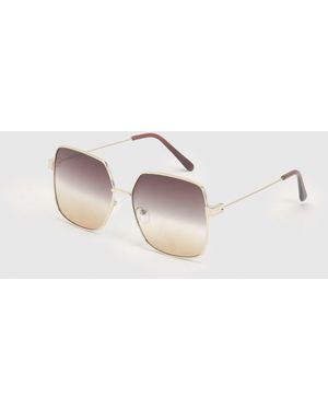 Boohoo Oversized Metal Framed Square Sunglasses - Metallic